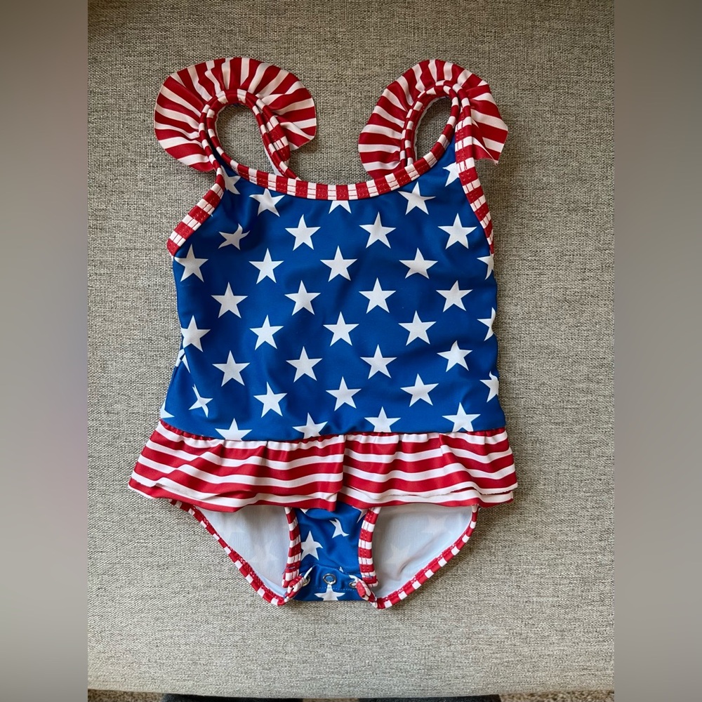 American Flag/4th of July Baby Girl One Piece Swimsuit